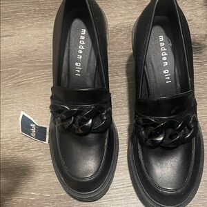 Madden Girl Black Chain Loafers